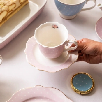 Filiżanka ze spodkiem do kawy herbaty Altom Design Natalie Pink 250 ml