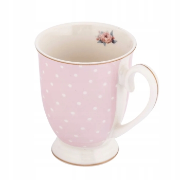 Kubek porcelanowy pastelowy w kropki Altom Design Natalie Pink 300 ml