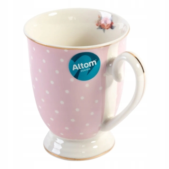 Kubek porcelanowy pastelowy w kropki Altom Design Natalie Pink 300 ml
