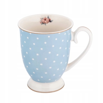 Kubek porcelanowy pastelowy w kropki Altom Design Natalie Blue 300 ml