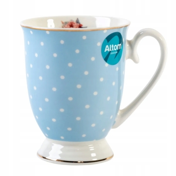 Kubek porcelanowy pastelowy w kropki Altom Design Natalie Blue 300 ml