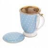 Kubek z zaparzaczem i pokrywką porcelanowy Natalie Blue błękitny 300 ml