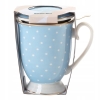 Kubek z zaparzaczem i pokrywką porcelanowy Natalie Blue błękitny 300 ml