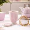 Kubek z zaparzaczem i pokrywką porcelanowy Natalie Pink różowy 300 ml