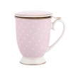 Kubek z zaparzaczem i pokrywką porcelanowy Natalie Pink różowy 300 ml