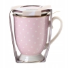Kubek z zaparzaczem i pokrywką porcelanowy Natalie Pink różowy 300 ml