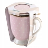 Kubek z zaparzaczem i pokrywką porcelanowy Natalie Pink różowy 300 ml