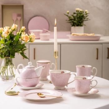 Talerzyk talerz deserowy porcelanowy Altom Design Natalie Pink 21 cm