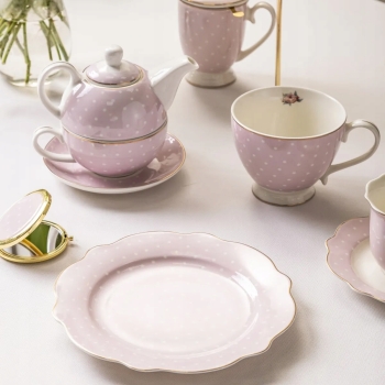 Talerzyk talerz deserowy porcelanowy Altom Design Natalie Pink 21 cm