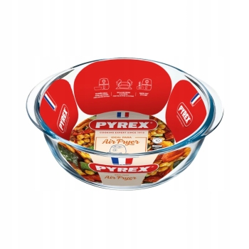 Naczynie żaroodporne okrągłe Brytfanna Pyrex 2,3L do Air Fryer 26x23x8cm