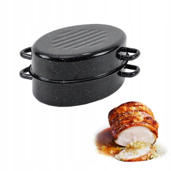 Brytfanna emaliowana 10L gęsiarka z pokrywą do piekarnika Silesia 38 cm