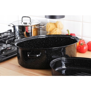 Brytfanna emaliowana 10L gęsiarka z pokrywą do piekarnika Silesia 38 cm