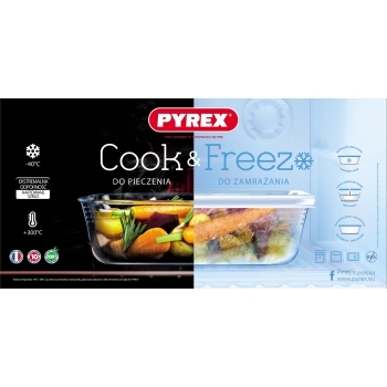 Salaterka naczynie okrągłe Cook Freeze z pokrywką 0,6L Pyrex 12 cm