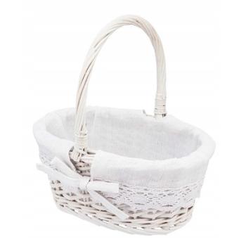 Koszyczek wielkanocny na święconkę owalny z białą wyściółką