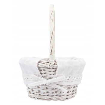 Koszyczek wielkanocny na święconkę owalny z białą wyściółką