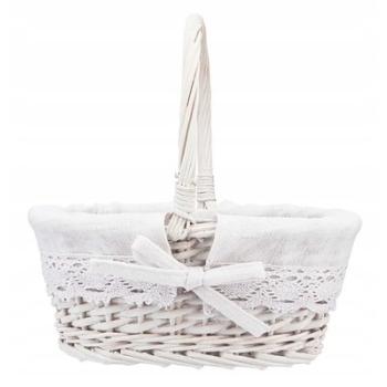 Koszyczek wielkanocny na święconkę owalny z białą wyściółką