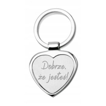 Brelok zawieszka z Grawerem Z TWOIM NAPISEM do kluczy Serce PREZENT Logo