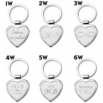 Brelok zawieszka z Grawerem Z TWOIM NAPISEM do kluczy Serce PREZENT Logo