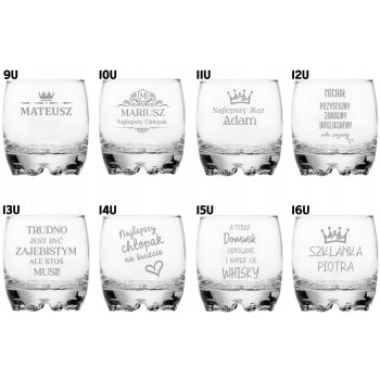 Szklanka Whisky z grawerem w pudełku Twój Napis Logo Prezent dla Mężczyzny