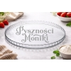 Szklana Patera na Ciasto Tort Babeczki z Grawerem Talerz Twój Napis Prezent