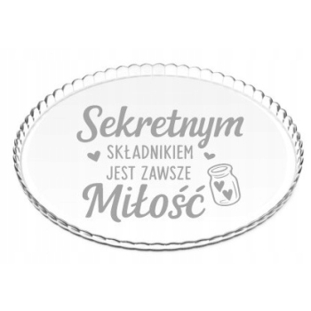 Szklana Patera na Ciasto Tort Babeczki z Grawerem Talerz Twój Napis Prezent