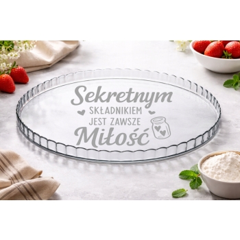 Szklana Patera na Ciasto Tort Babeczki z Grawerem Talerz Twój Napis Prezent