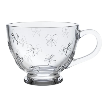 Szklana Filiżanka na nóżce 420ml Kokardki szklanka do kawy herbaty Kubek
