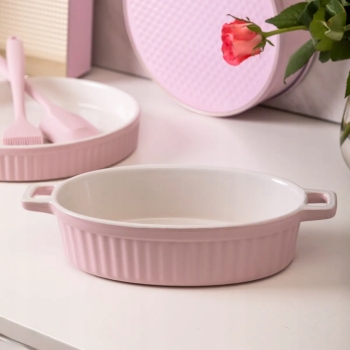 Naczynie ceramiczne do piekarnika błękitne z uchwytami Fusion Pink 27x15cm