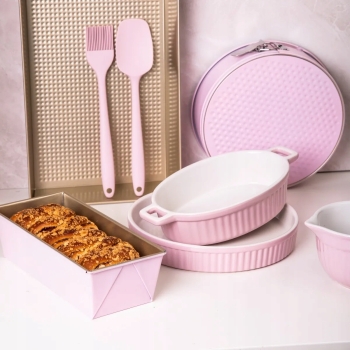 Naczynie ceramiczne do piekarnika błękitne z uchwytami Fusion Pink 27x15cm