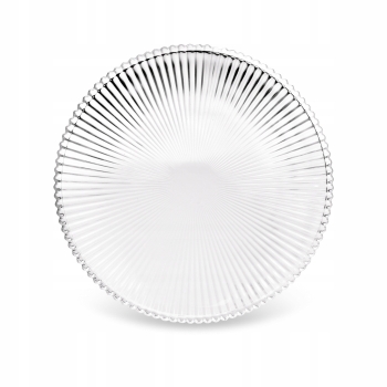 Szklany talerz do ciasta ozdobny 25 cm ryflowany w prążki Anastazja
