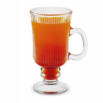 Szklanka do kawy Latte na Stopce 240ml 1szt ryflowana Anastazja prążki