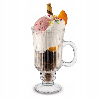 Szklanka do kawy Latte na Stopce 240ml 1szt ryflowana Anastazja prążki