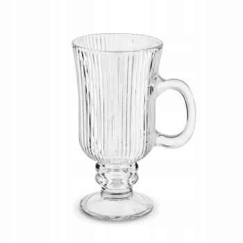 Szklanka do kawy Latte na Stopce 240ml 1szt ryflowana Anastazja prążki