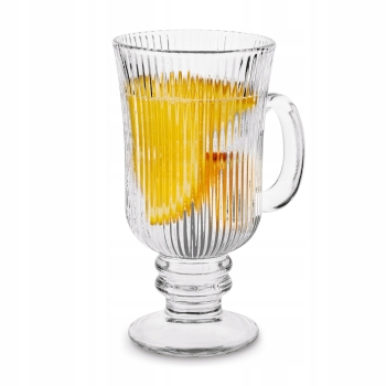 Szklanka do kawy Latte na Stopce 240ml 1szt ryflowana Anastazja prążki