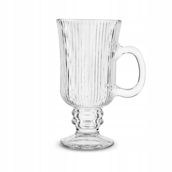 Szklanka do kawy Latte na Stopce 240ml 1szt ryflowana Anastazja prążki