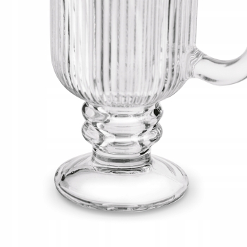 Szklanka do kawy Latte na Stopce 240ml 1szt ryflowana Anastazja prążki