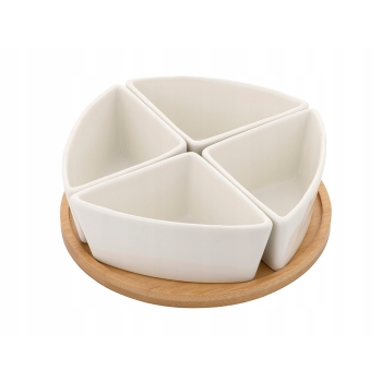 Komplet 4 salaterek na podstawie bambusowej Tino Florina