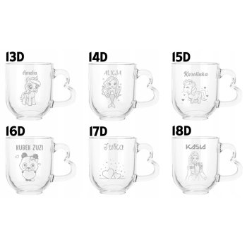 Szklany Kubek z grawerem Serce Twoje Imię Prezent dla dzieci Wielkanoc