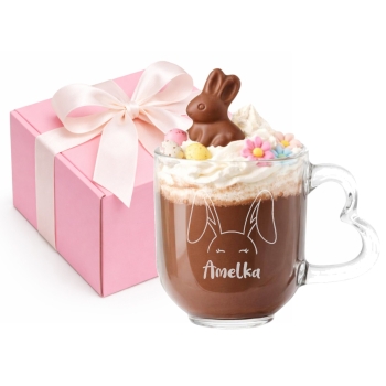 Szklany Kubek z grawerem Serce Twoje Imię Prezent dla dzieci Wielkanoc