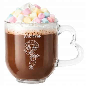 Szklany Kubek z grawerem Serce Twoje Imię Prezent dla dzieci Wielkanoc