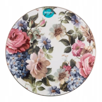 Talerz deserowy porcelanowy 20 cm Róża Kwiaty Kremowy