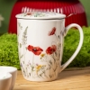 Kubek z zaparzaczem i pokrywką Kwitnąca Polana porcelanowy 350 ml