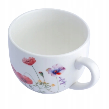 Filiżanka ze spodkiem do kawy herbaty porcelanowa Kwitnąca Polana 250 ml