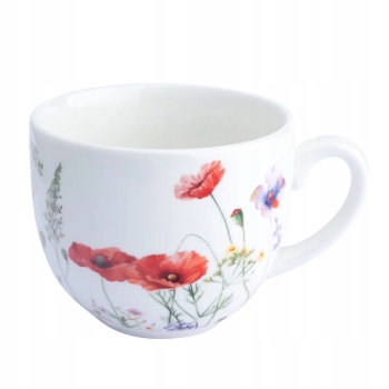 Filiżanka ze spodkiem do kawy herbaty porcelanowa Kwitnąca Polana 250 ml