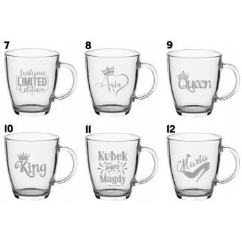 Szklany Kubek z grawerem Twój Tekst 365ml Prezent dla Niej Niego