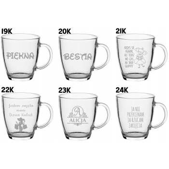 Szklany Kubek z grawerem Twój Tekst 365ml Prezent dla Niej Niego