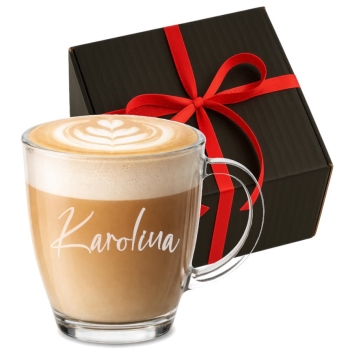 Szklany Kubek z grawerem Twój Napis Imię 365ml Prezent w Pudełku