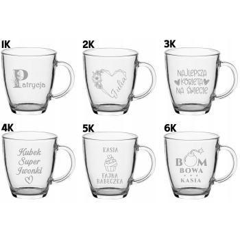 Szklany Kubek z grawerem Twój Napis Imię 365ml Prezent w Pudełku