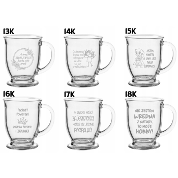 Szklany Kubek z grawerem na nóżce Twój Tekst Imię 440ml Prezent w Pudełku