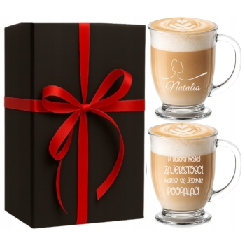 Zestaw 2 kubków z grawerem 440ml Twoje Imię Personalizowany Prezent Pudełko